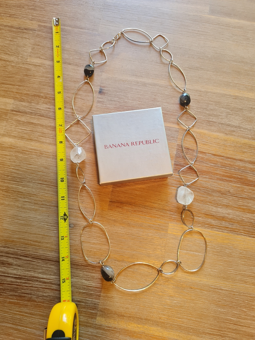 Banana Republic Gold-Tone Open Link Necklace with Black and White Stones